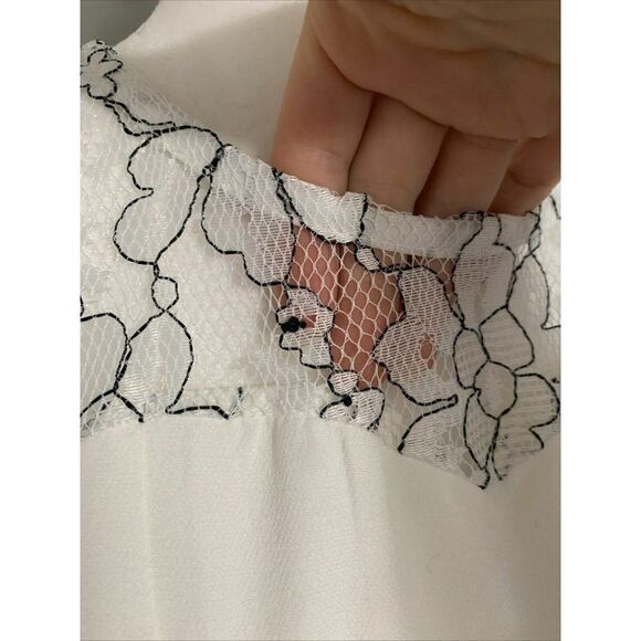 Valentino Roma Womens White Black Lace Short Sleeve Mini Dress Small Medium - Picture 4 of 8